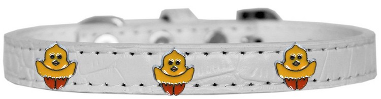 Chickadee Widget Croc Dog Collar White Size 18